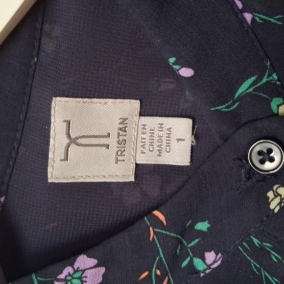 Tristan Knee Length Floral Navy Dress Size 1 - Picture 2 of 7